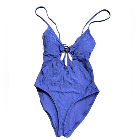 TRINA TURK Joplin Jacquard Petal Cutout plunge one piece swimsuit NWT - Picture 2 of 7